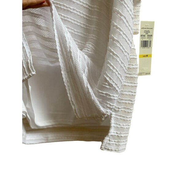 Bright White Textured Blouse sz m - Picture 3 of 4